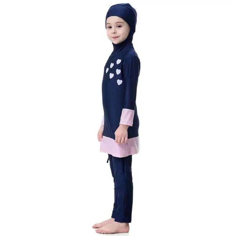 Детский Мусульманский купальник для девочек, арабский ислам, с длинными рукавами, из двух предметов, с капюшоном, купальник пляжная одежда, купальный костюм