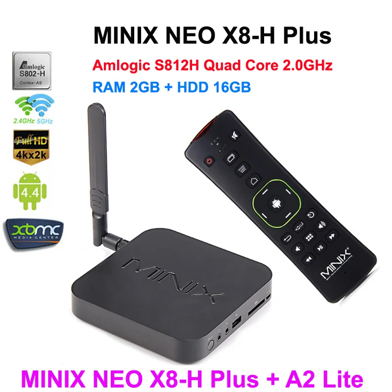 DHL Free shipping MINIX NEO X8-H Plus Minix X8H Plus Android TV Box Amlogic S812 Quad Core 2.0GHz 2G/16G XBMC+A2 Lite Air Mouse