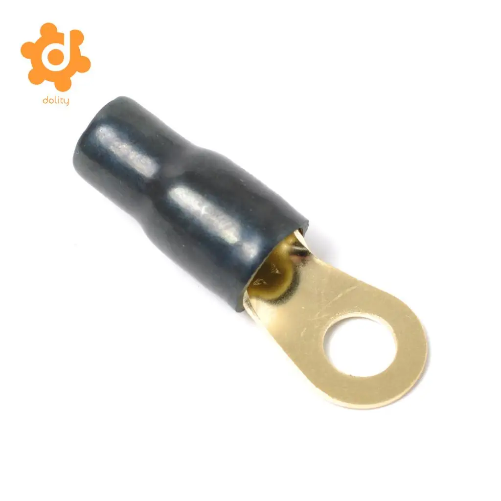 dolity 2 Pairs 4 AWG Car Audio Power Ground Wire Ring Terminal Connector Brass