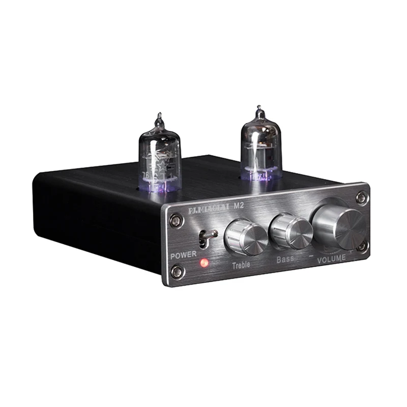 

PJ.MIAOLAI M2 Dual Channel HIFI Digital Audio 6J1 Treble Bass Lossless Tube Pre-amplifier Amplifier with Power Adapter DC12V