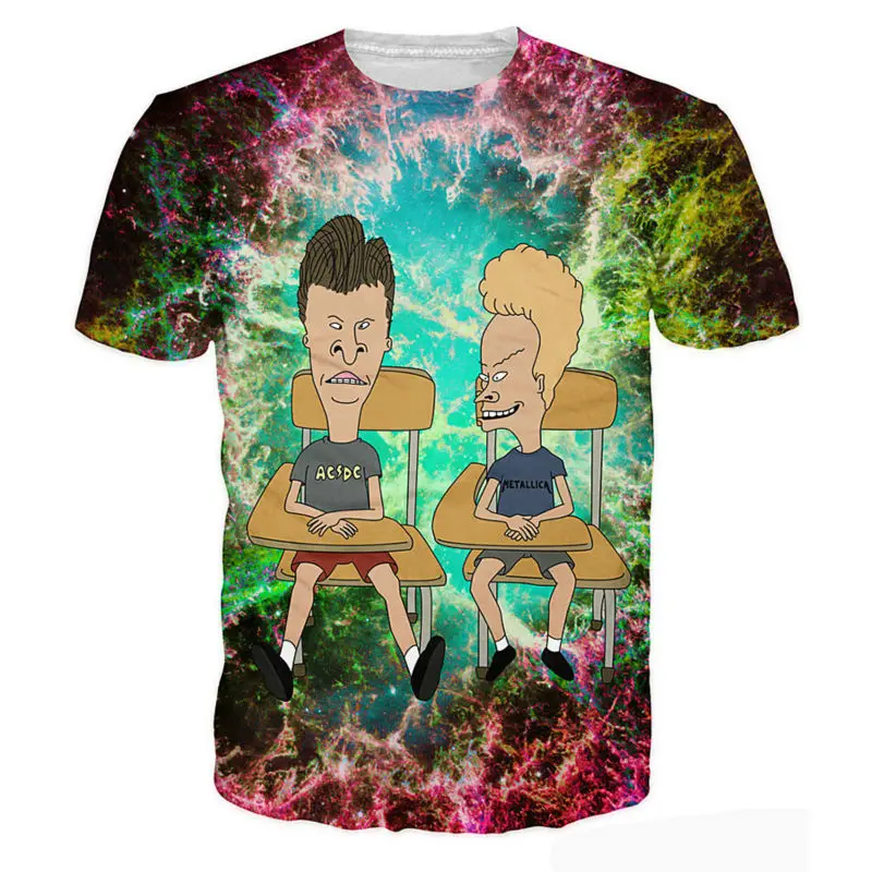 Funny 3D Printed T-shirts New Fashion Men's Clothing Beavis and Butthead T Shirt Colorful Summer Tops Short Sleeve Unisex Tees