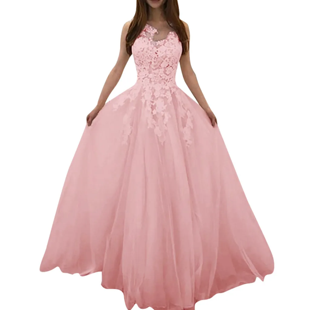 Синее платье женское модное цветочное кружевное элегантное платье шифоновое Вечернее Бальное Платье женское платье 0,4 - Цвет: Pink