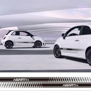 

Fashion New Hot 2 Pcs Auto Car Side Skirt Decal Stickers Racing Stripes Graphic For Fiat Abarth 500