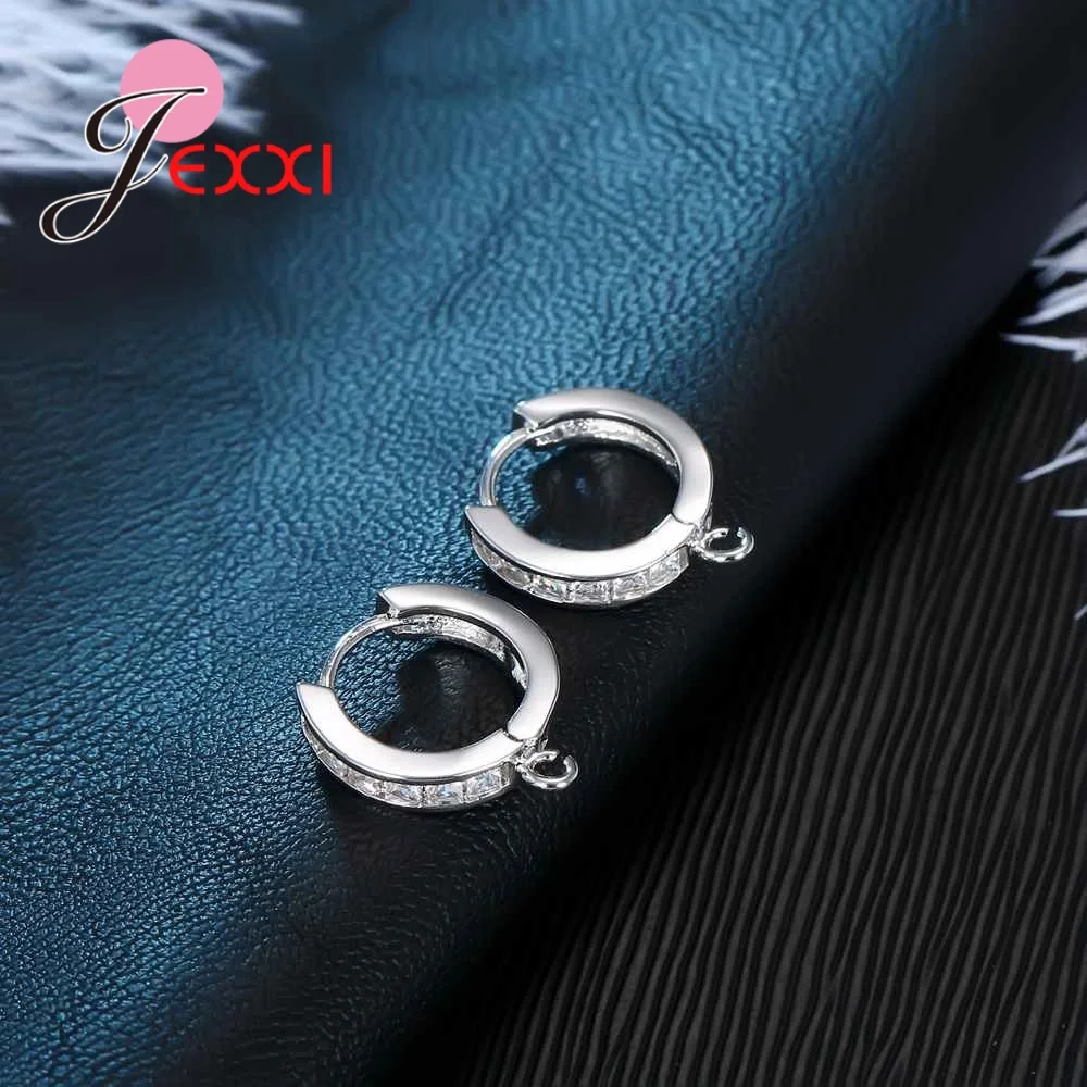 Женские серьги Крючки из серебра 925 пробы с прозрачным фианитом|earring findings|silver hook
