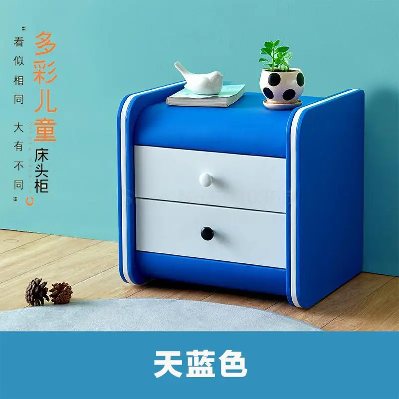 bedside table cartoon cute blue boy bedroom mini princess powder girl simple leather art bedside table - Color: VIP 4