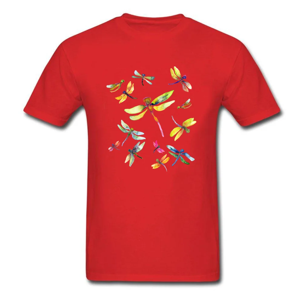 T Shirt Dragonfly Dance Summer Cute Slim Fit Short Sleeve 100% Cotton Crewneck Men Tshirts Slim Fit Tops Shirt Dragonfly Dance red