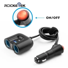 Rocketek USB Автомобильное зарядное устройство переключатель 2 USB 3.1A 2 гнездо прикуривателя, Автомобильное зарядное устройство для IPad iPhone 5S 6S Samsung телефон