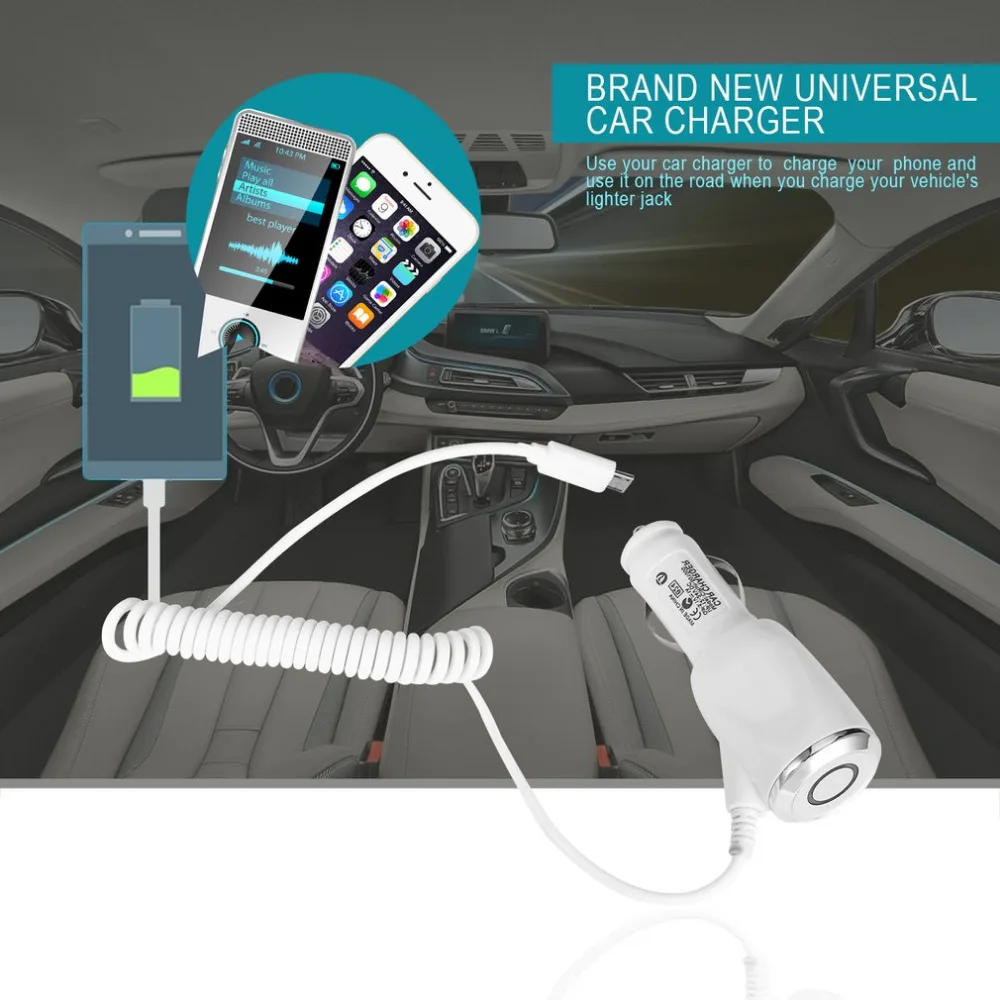 

Micro USB Cable 2 in 1 Auto Car Charger Cigarette Adapter for SAMSUNG Galaxy S3 S4 note 2 for HTC carregador veicular HOT