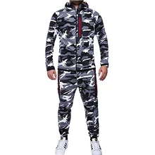 Модный Камуфляжный спортивный костюм, мужская куртка с капюшоном и воротником, мужские и узкие брюки, мужские повседневные уличные весенне-осенние мужские комплекты