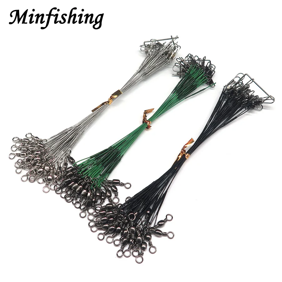 Minfishing 24 PCS Fishing Connector Wire Leader Line with Swivel ...