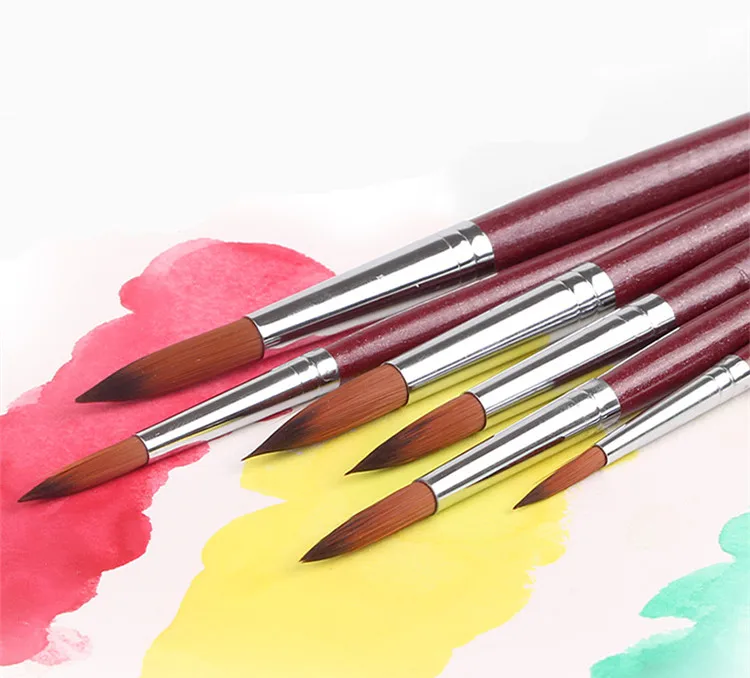 

6pcs Artist Round Brushes - Top Quality Red Sable (Weasel Hair) Long Handle Round Paint Brush Set