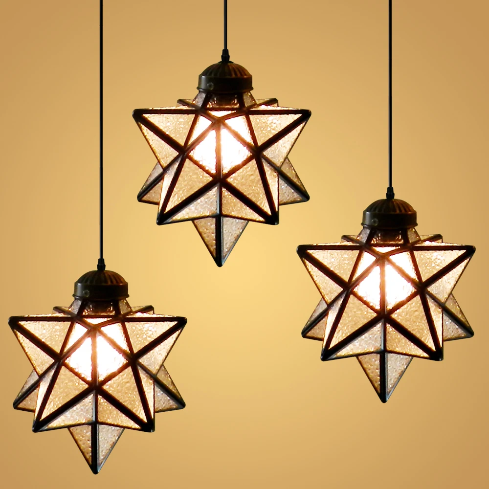 

American Loft Star Single Individuality Creativity Pendant Ceiling Lamp Glass Droplight Cafe Coffee Shop Bar Dining-hall
