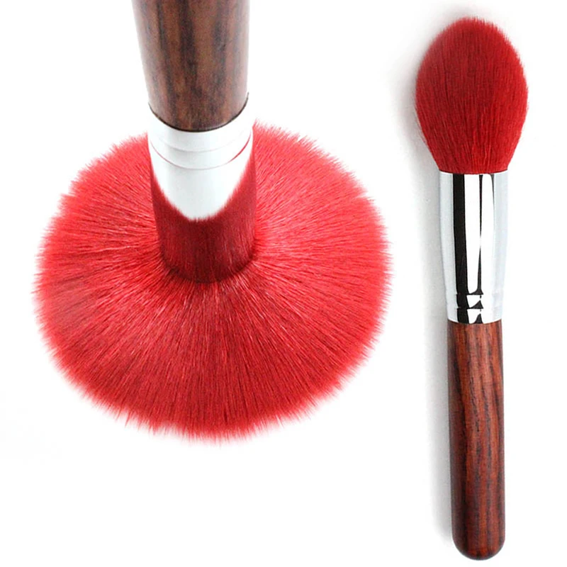 

1Pc Large Fire Shape Powder Brush Wine Red Goat Hair Wood Handle Highlighter Blush Brush Multi-purpose Copper Tube Makeup Brush