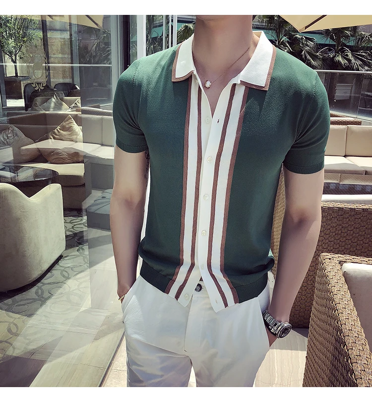 Британская стильная футболка поло мужская летняя качественная трикотажная Мужская рубашка поло с отложным воротником Повседневная Деловая официальная одежда футболка Homme