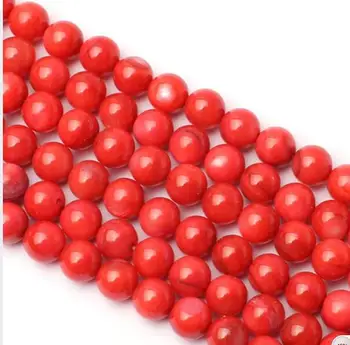 

10Strand 6mm Smooth Red Color Shell Round Shape Loose Beads Strand 15"