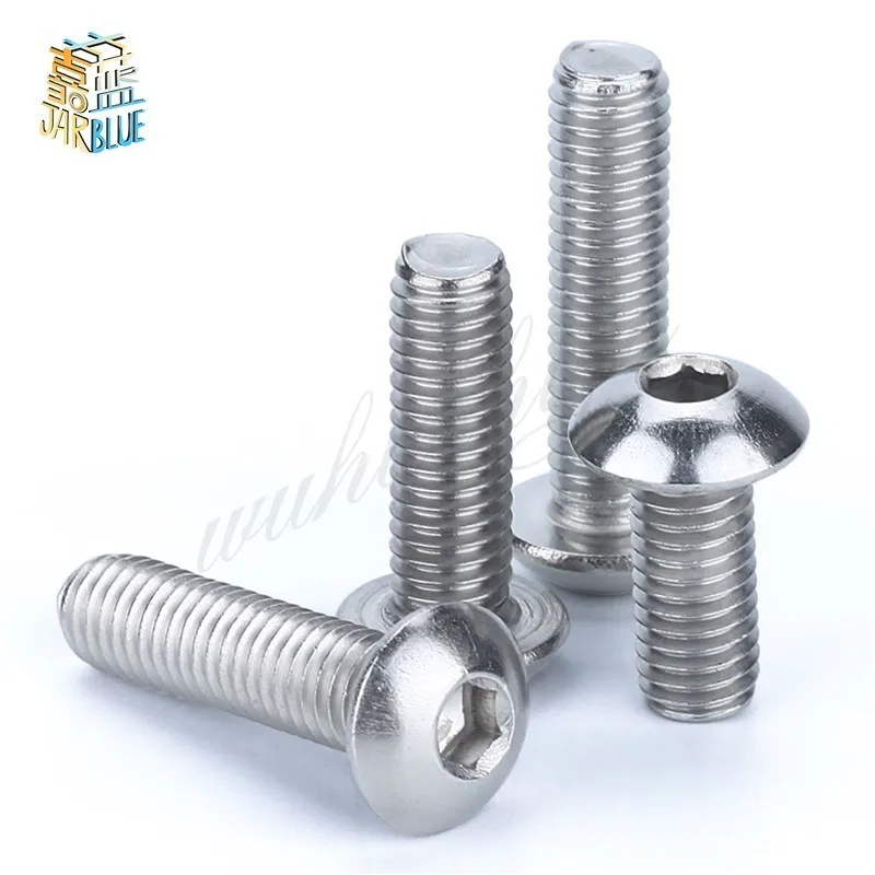 

50Pcs M2 ISO7380 GB70.2 304 Stainless Steel A2 Round Head Screws Mushroom Hexagon Socket Button Head Screw HW016