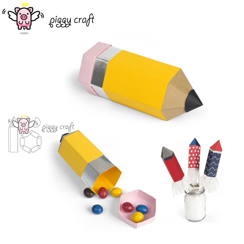 

Piggy Craft metal cutting dies cut die mold Pencil rocket candy box Scrapbook paper craft knife mould blade punch stencils dies