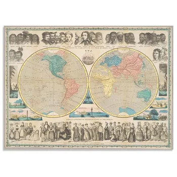 

Retro World Map Poster Size Wall Decoration Large Map of The World 80x58cm Waterproof canvas map