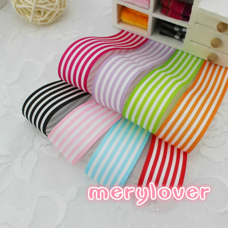 

(2 Meters ) 1'' 25mm (8 colors) Stripe grosgrain ribbon printed gift wrap ribbon decoration ribbons Wedding Christmas decoration