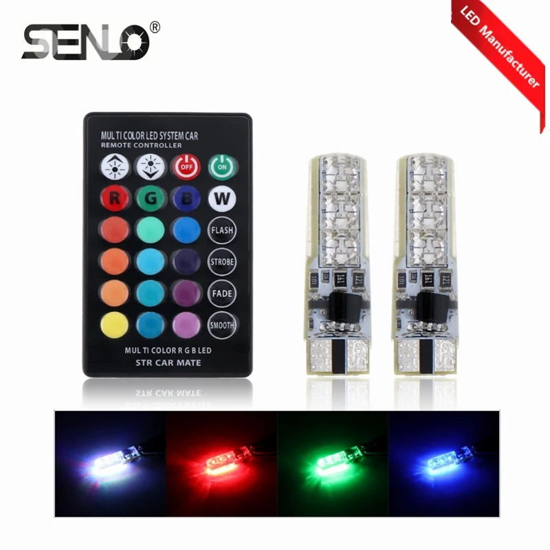 Горячая Распродажа t10 5050 RGB меняющие цвета T10 W5W 194 168 светодиодный автомобильный