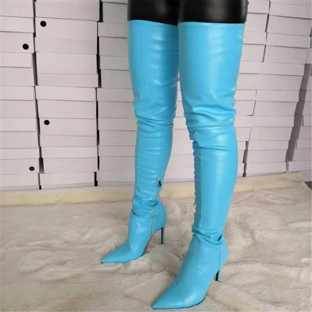 

DoraTasia Brand Design Big Size 47 Sexy pointed toe Women Shoes Woman hot high Quality thin heeled Over The Knee Boots