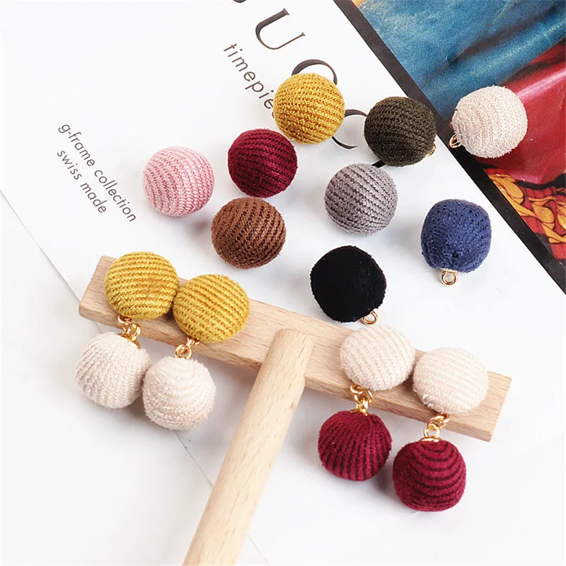 

Mini order 6pcs/lot 15*17MM Round Wool Fabric Balls Beaded Charms DIY Jewelry Ornament Accessories Necklace Keyring Pendants