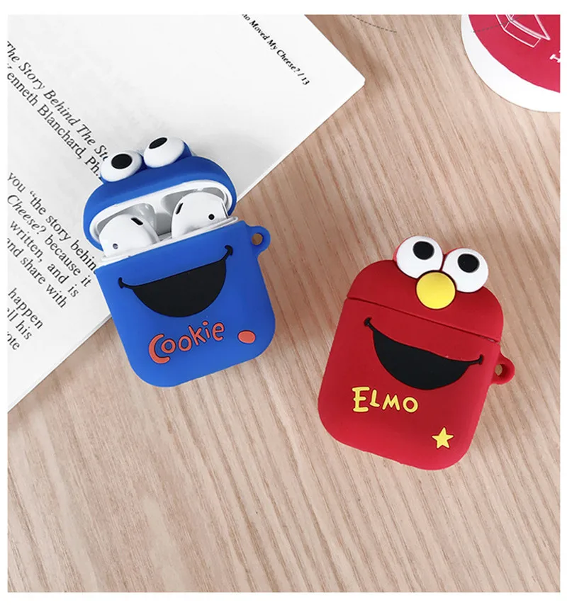 Милый 3D мультфильм печенья Elmo медведь cony Burger силиконовые наушники чехол для Apple Airpods аксессуары коробка сумка