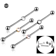 SWANJO 1 шт. 14 г Титан Сделай Сам внутренняя нить серебро штанга фабричного производства драгоценный камень съемные серьги Tragus калибр, Ювелирное Украшение для тела