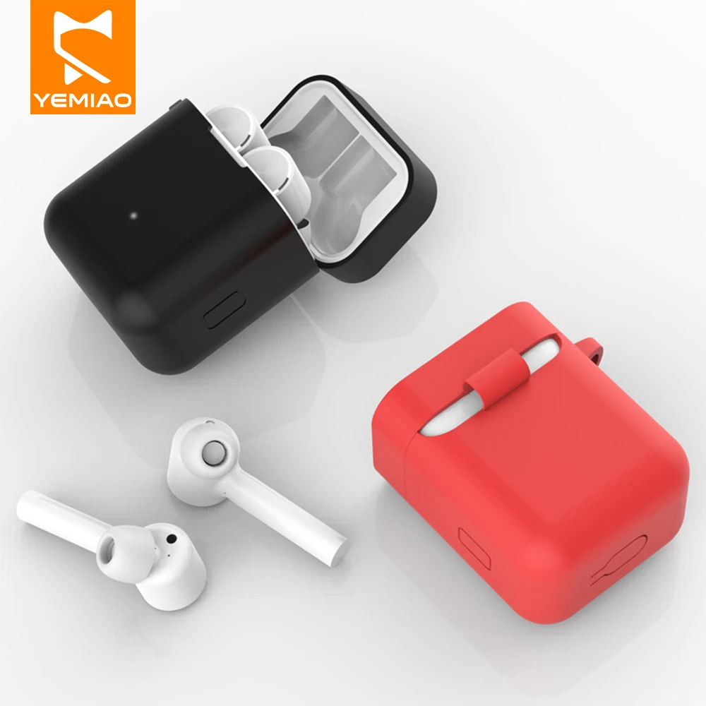 

Silicone Earphone Case with Carabiner Hook for Xiaomi Air Pro Bluetooth Wireless Headset Protection Case Protective Cover Shell