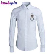 Брендовая деловая Мужская рубашка европейский модный стиль тонкие повседневные мужские рубашки сплошной цвет длинный рукав хлопок Camisa masculina