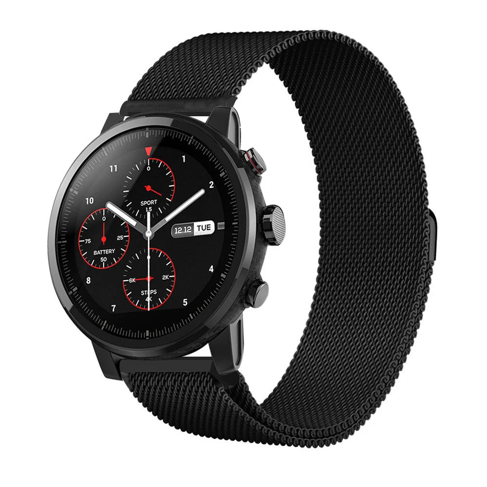 Ремешок для часов Huami Amazfit Pace Stratos 2 металлический ремешок из нержавеющей стали для Amazfit ремешок Bip браслет на запястье 20 мм 22 мм