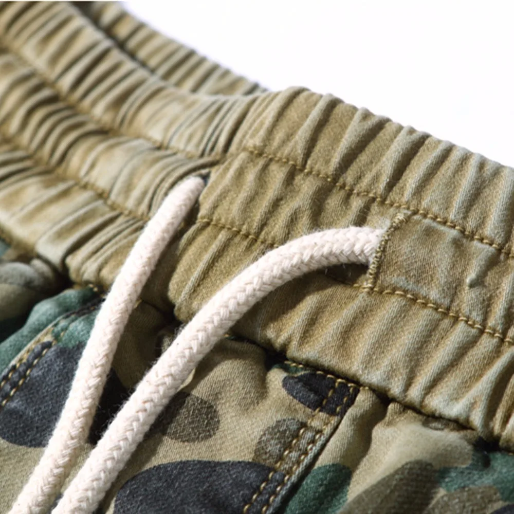 Камуфляжные шорты Для мужчин 2018 Летняя мода эластичный пояс с кулиской по колено Повседневное хлопок Пляжные шорты для Для мужчин s бермуды