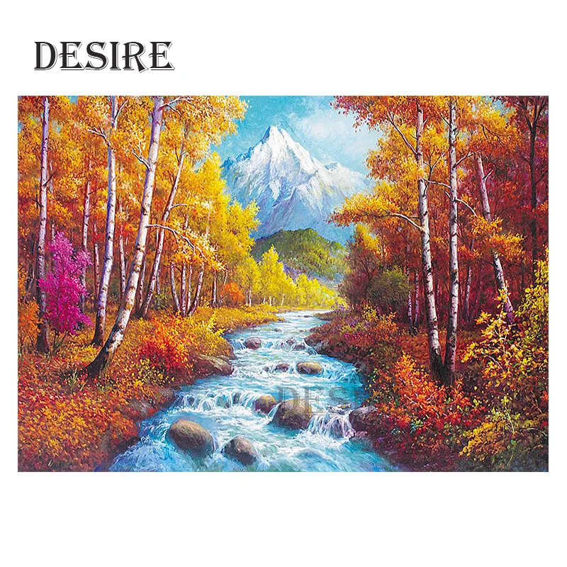 

Desire Diamond Painting Cross Stitch Landscape Forest Tree Round Mosaic Drill Picture Rhinestone DIY Diamond Embroidery PT1246