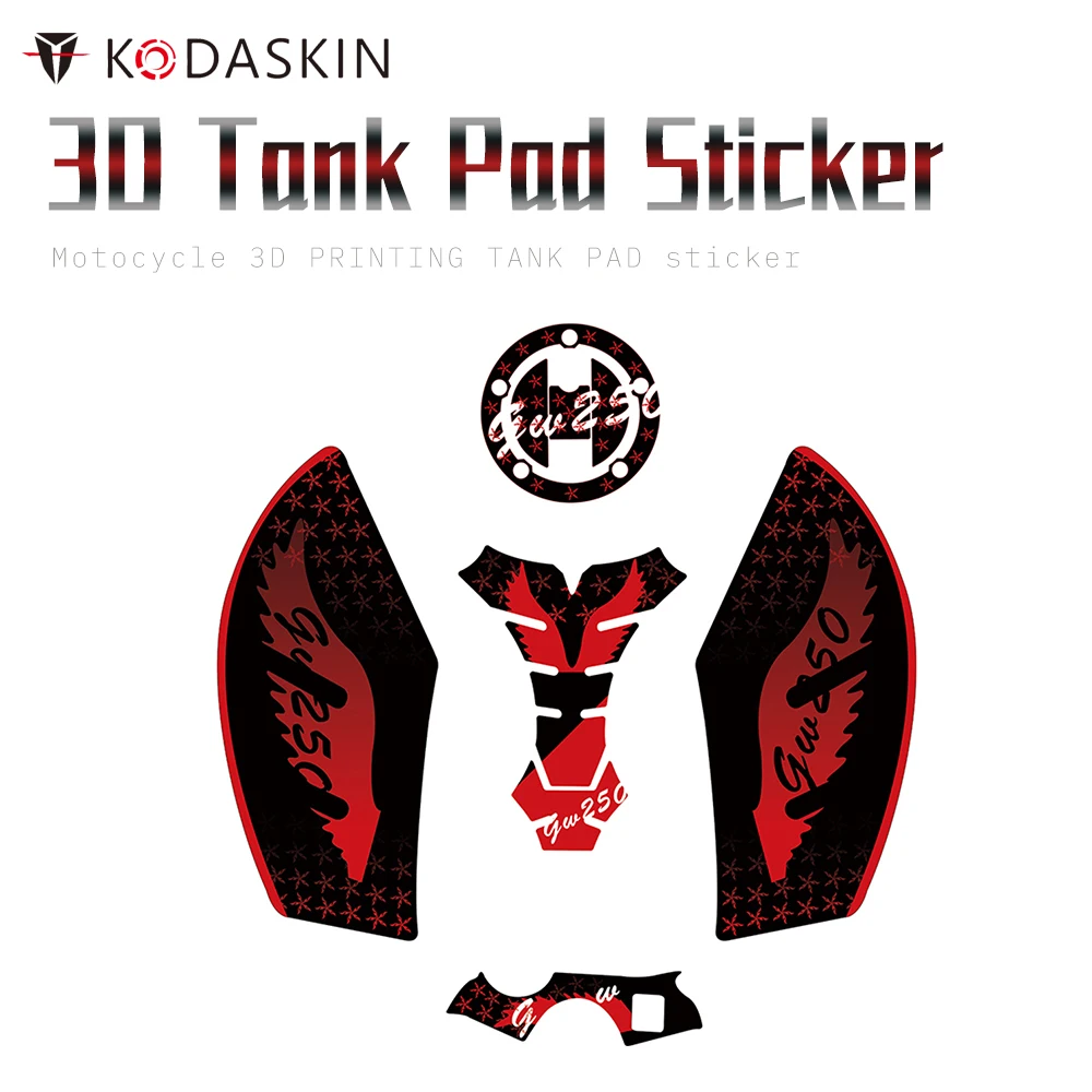 

KODASKIN Motor 3D Fuel Tank Pad Protection Decal Triple Tree Sticker Red for SUZUKI GW250