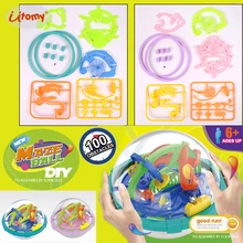 DIY Строительство 3D лабиринт магический прокатный Глобус лабиринт интеллект шар мрамор головоломки кубики головоломка игра с дисплеем Стенд