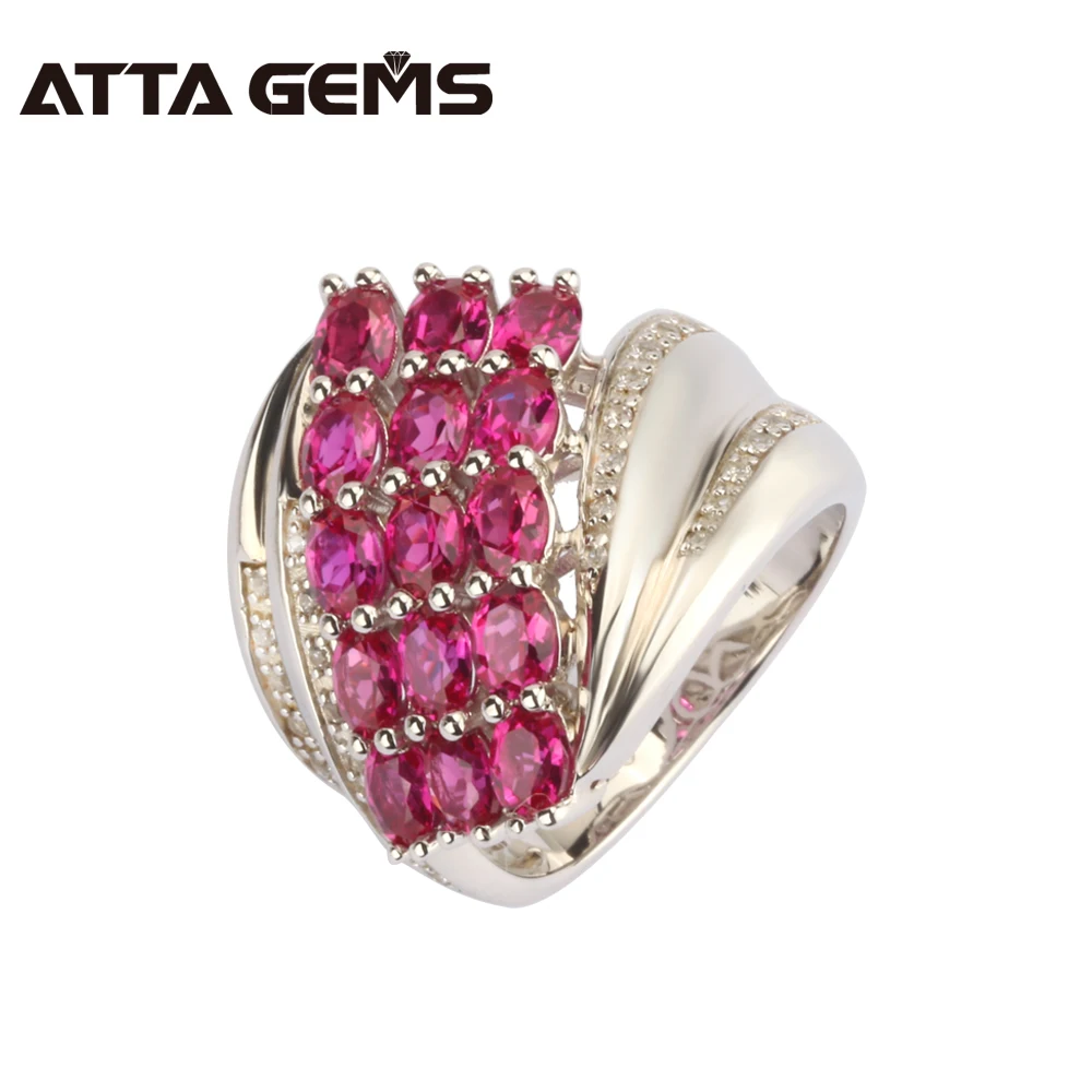 Red Ruby Sterling Silver Ring 3 Carats Ruby Gemstone Fine Jewelry All