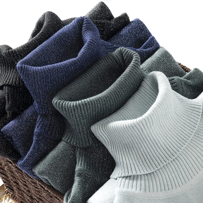 Glitter Turtleneck Womens Sweaters 2018 Winter Autumn Basic Sweater Women Pullover Women Knitted Ribbed Christmas Sweater Pull