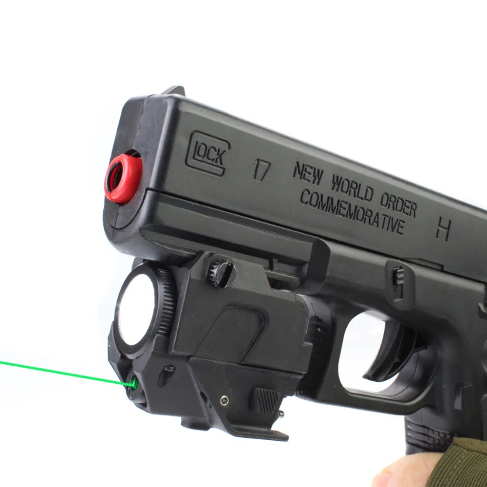 Перезаряжаемый Тактический Микро зеленый лазерный пистолет Коллиматорный прицел указатель с светодиодный фонарик пистолет лазер fleshligh