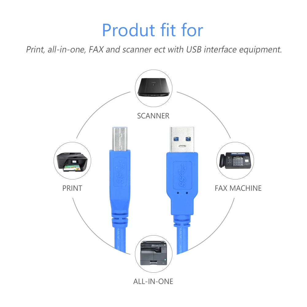 Сканер Принтер USB 3,0 кабель для передачи данных высокой Скорость 5 Гбит/черный/синий 0,3/0,5/1/1,8/3/5 m для Canon hp Dell WD Arduino Brother