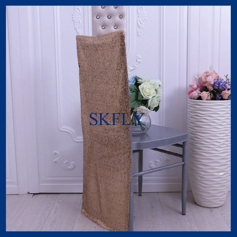 CH004T cheap nice party universal wedding antique gold sequin chair cover