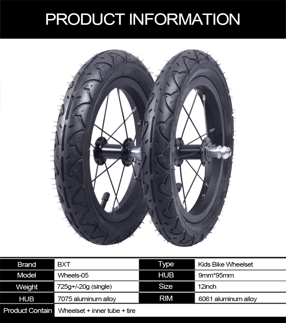 Excellent BXT Ultra Light 12inch wheelset  aluminum alloy wheels with tire for Small kids bike wheelset bicycle part Children accessories 2