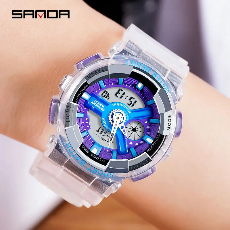 SANDA Top Brand Fashion Women Sports Watches White Women Waterproof Ladies Watches Swimming Reloj Mujer Relogio Feminino 2019