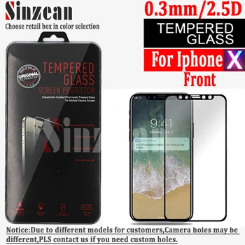

Sinzean 50PCS silk print full glass For iphone X 5.8inch Full covered Tempered Glass screen protector flat color edge