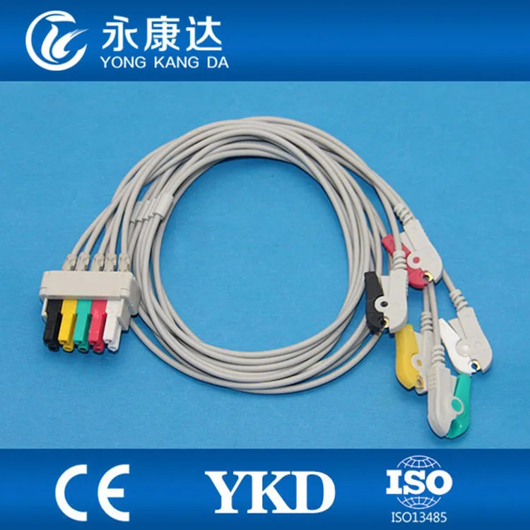 

2pcs/lot FOR Datex-Ohmeda GE-medical Pro1000 5 leadwires ECG Cable,IEC/ Clip