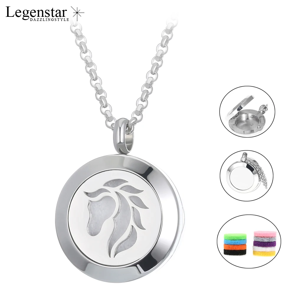 

Legenstar Horse Pendant 20MM Perfume Locket Necklace 316L Stainless Steel Aromatherapy Essential Oil Diffuser Necklace for Women