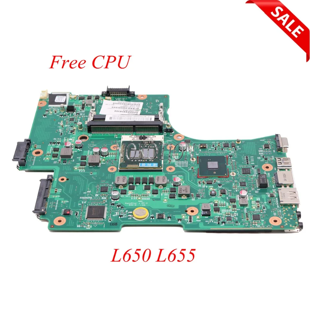 Nokotion placa-mãe para laptop, placa mãe para laptop toshiba satélite l650 l655 pro v000218080 v000218010 hm55 uma placa principal ddr3 cpu grátis