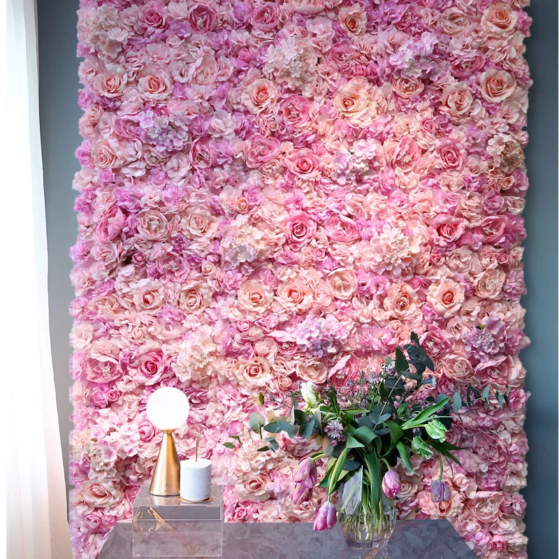 

40x60cm Silk Rose Flower Champagne Artificial Flower for Wedding Decoration Flower Wall Panels Romantic Wedding Backdrop Decor