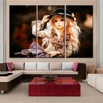 

3 Pieces Unframed Drop Shipping Nordic Decoration Babie Doll Wall Canvas Art Painting for Living Room Home Decor No Frame