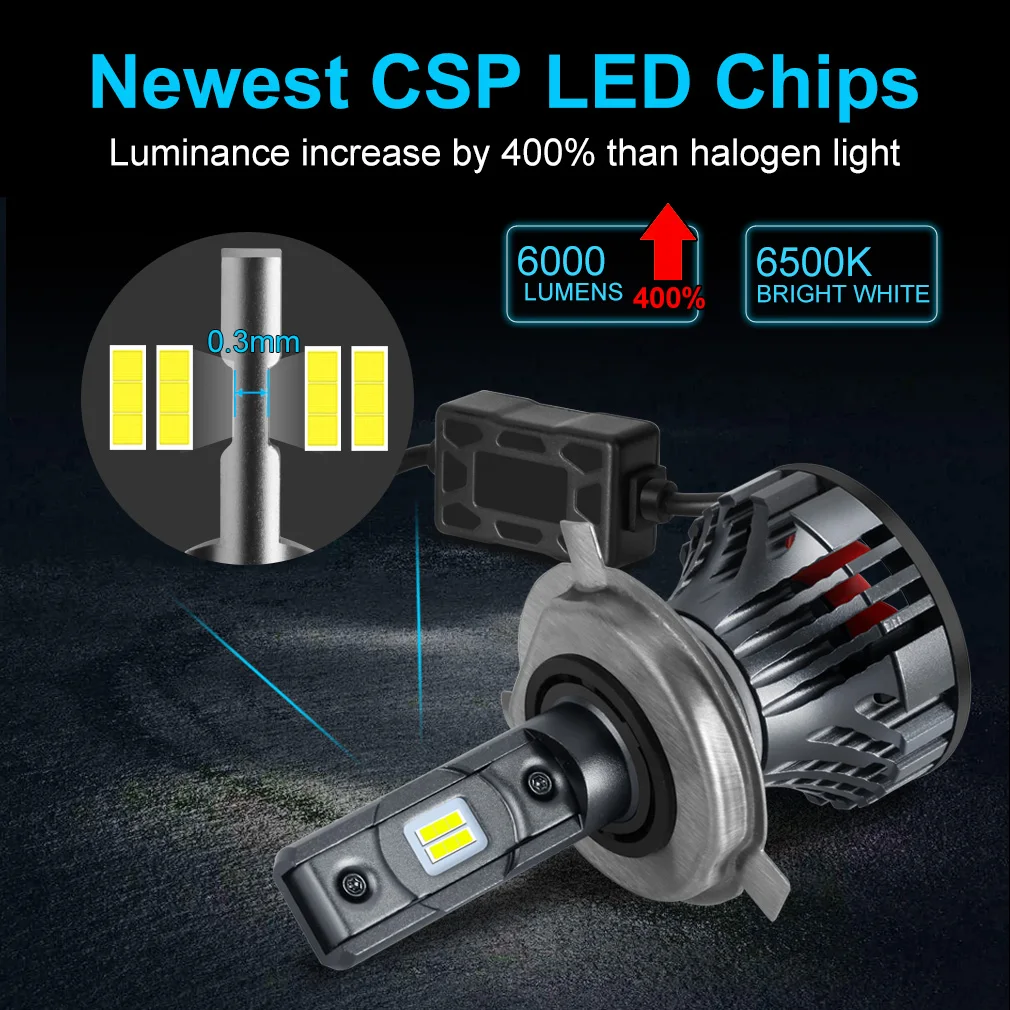 Günstige 9003 H4 Led Motorrad Scheinwerfer Lampen 6000LM 35 W hallo lo licht Weiß Driving Lichter Motorrad H4 LED Moto bike Scheinwerfer Lampe 12 V