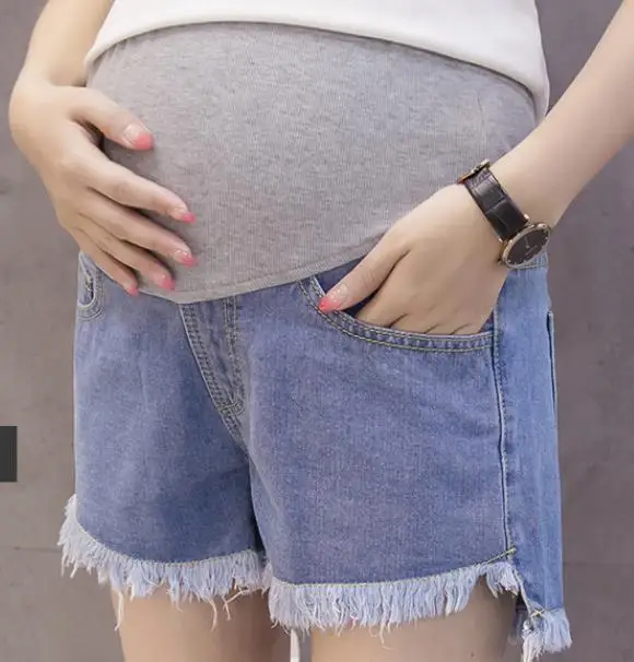 light blue Джинсовые шорты для беременных летние новые джинсовые брюки с эластичной резинкой на талии Подушка для беременных Одежда для беременных E0016 - Цвет: light blue